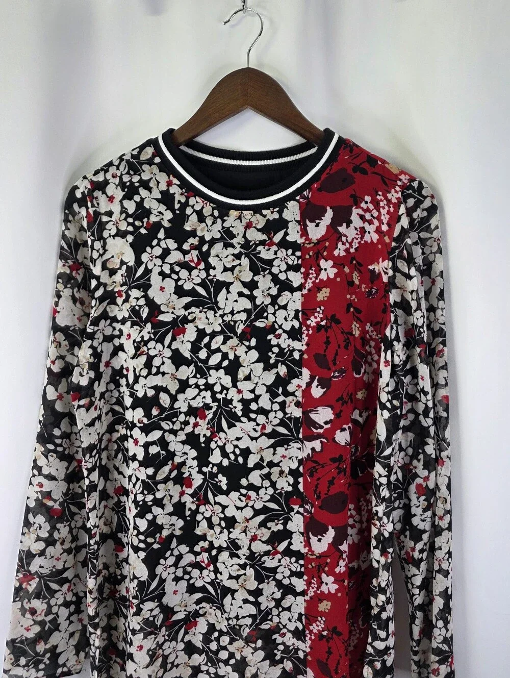 Calvin Klein Womens Size Med Floral Sheer Lined Crew Neck Tunic Dress Multicolor - Picture 3 of 16